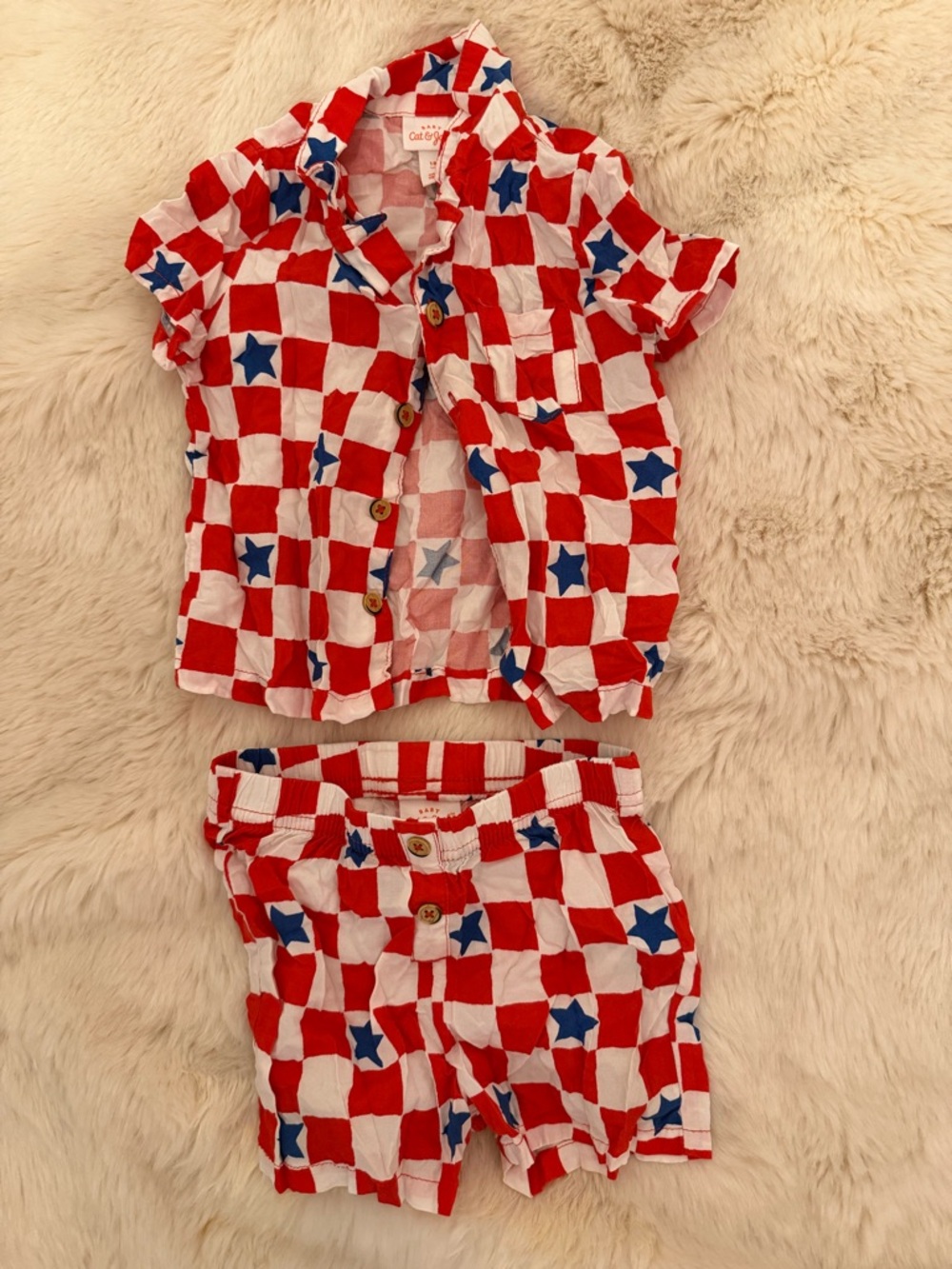 Cat & Jack Red, White & Blue Checkerboard Star Set